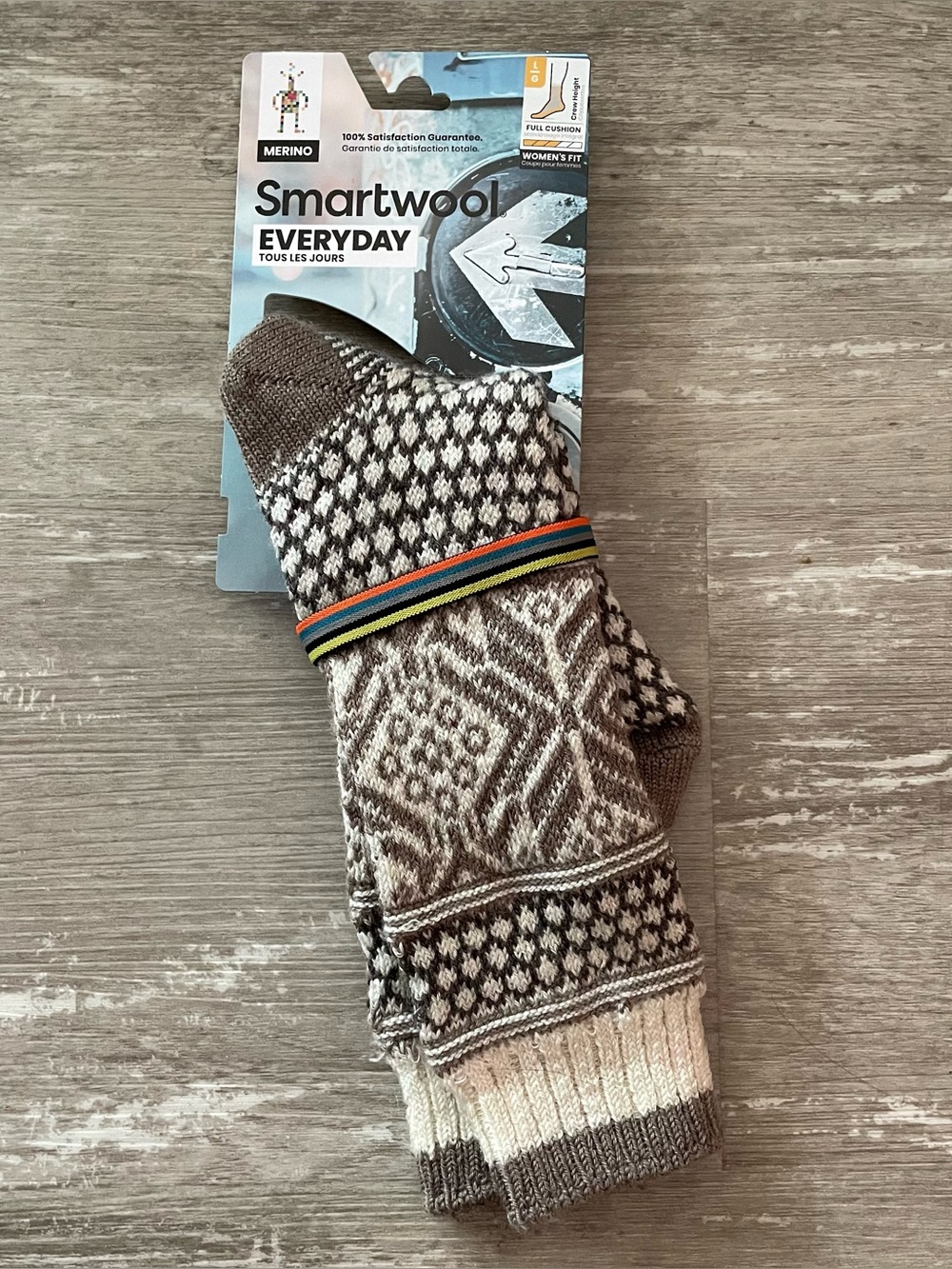 Smartwool Everyday Popcorn Snowflake Pattern Crew Socks Moonbeam NEW Womens L